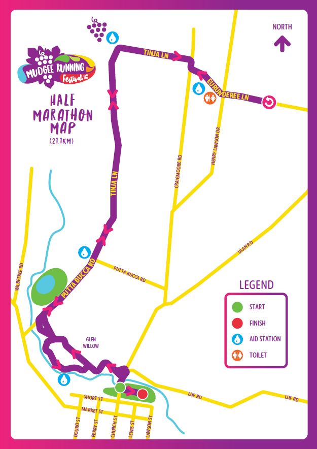Mudgee Running Festival Half Marathon Map